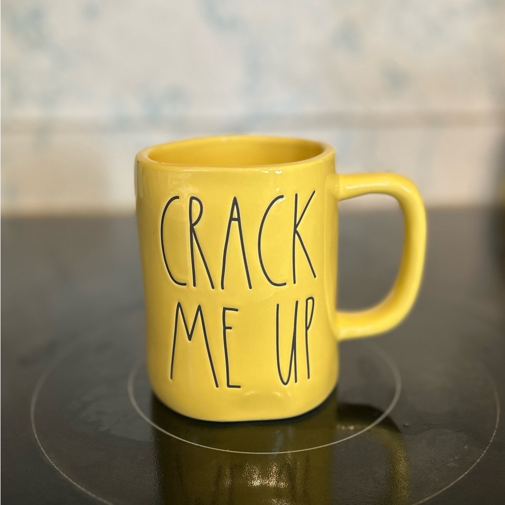 Rae Dunn Yellow 'Crack Me Up' Mug